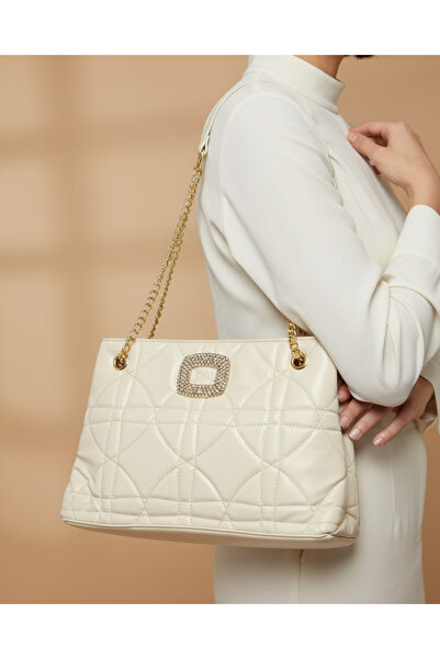 REDTAG Women White Embellished Tote Bag