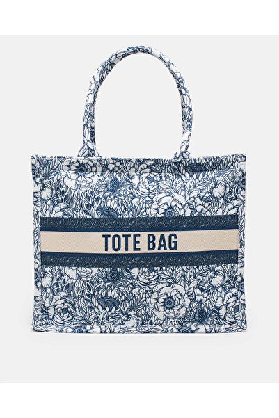 REDTAG Women Blue Floral Printed Tote Bag