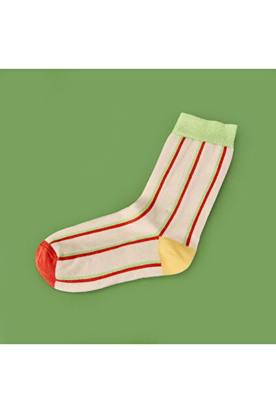 Evidea Меки раирани чорапи - екрю