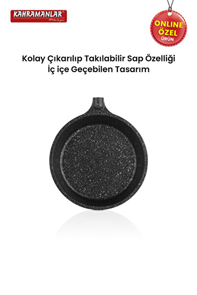 Kahramanlar Premium 3-Piece Cast Iron Skillet Set with Removable Handles