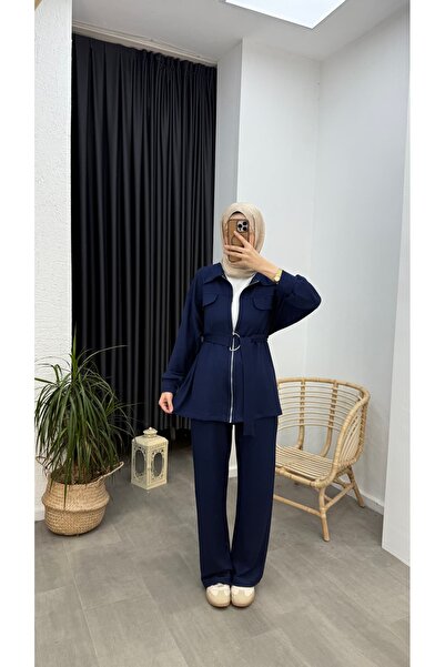 Minharir Women's Comfortable Fit Daily Sports Two-Piece Set with Pocket Detail