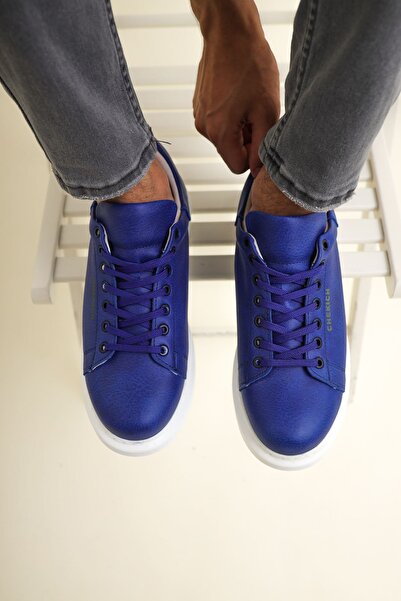Lucy Shoes Yg257 Men's Lace-Up Leather High Quality Daily Casual Shoes Blue - Cbt