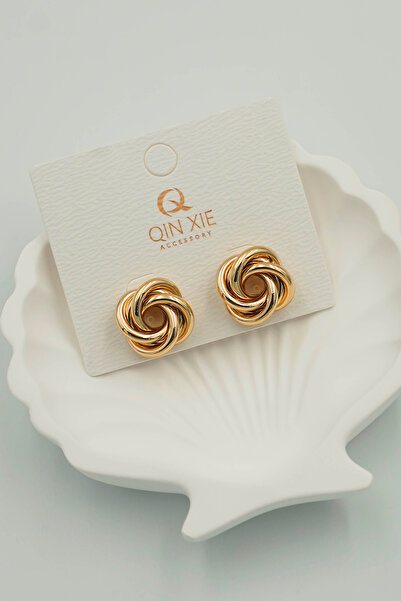 The Collection Dolama Düğüm Tasarımlı Gold Küpe