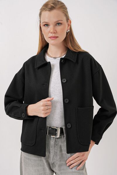 Hiccup Bdart Buttoned Pocket Short Cashmere Jacket