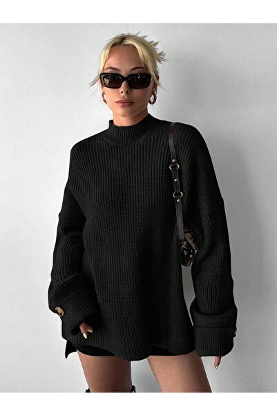 Sea Style Pulover supradimensionat tip tricotaj Half Fisherman