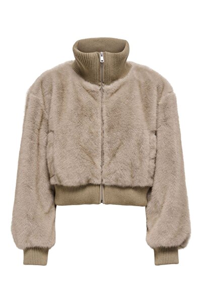 ONLY ONLWICKI LIFE FUR RIB JACKET CC OTW Жіночий коричневий пальто - 15349157