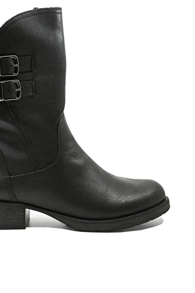 Rieker women's black leather boots with decorative straps and buckles - RIKZ 9571-00