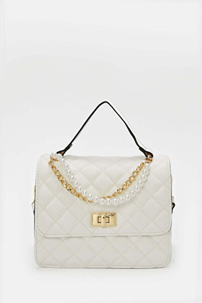 REDTAG Women White Pearl Chain Day Bag