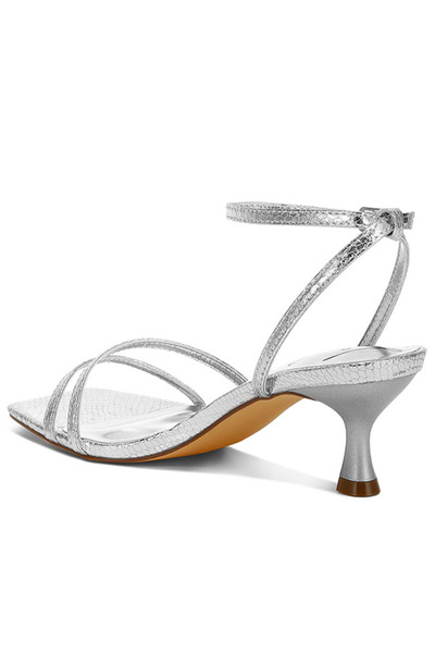 london Rag Women Faux Leather Strappy Sandals in Silver