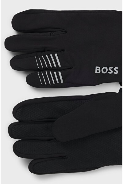 BOSS Men's Flexible Fleece Screen-Sensitive Optimal Grip Reflective Logo Detailed Black Gloves 50548925-0