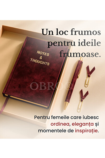 OBRO ® Elegant A5 Velvet Notebook Gift Set – 80 Pages, Gold Pen & Matching Clips