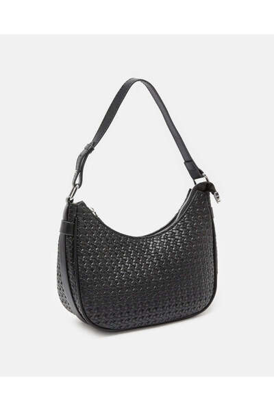 REDTAG Women Black Textured Handbag