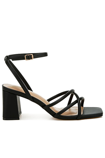 london Rag Women Low Block Heel Strappy Sandals in Black