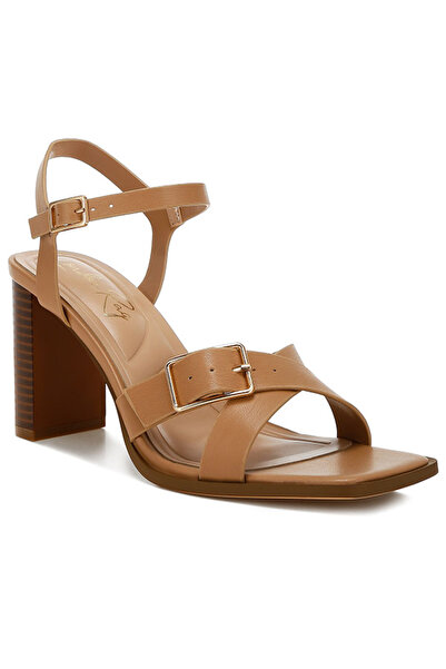 london Rag Women Buckle Detail Faux Leather Sandals in Camel