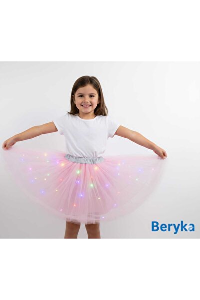 Beryka LED Işıklı Tütü Etek – Kız Çocuklar İçin Büyülü Parıltı - Astarlı, pem...