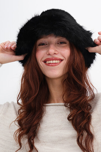 Addax Fur Plush Bucket Hat Shpk1092