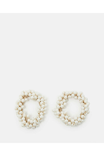 REDTAG Women White Pearl Embellished Scrunchy Set (2 Piece)