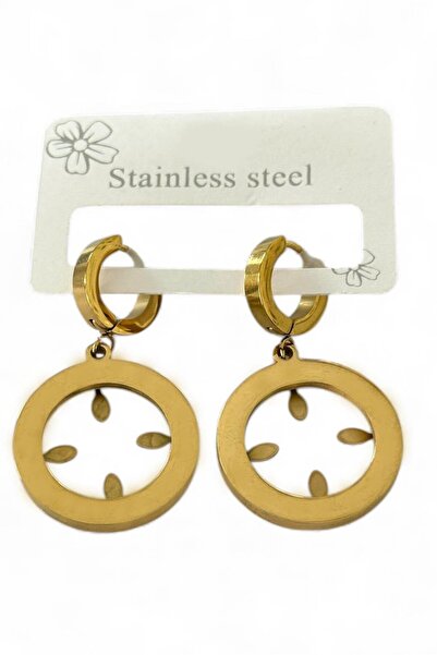 TAKIŞTIR Gold Color Quarter-Pierced Steel Earrings (Pair)