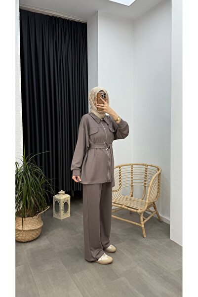 Minharir Women's Comfortable Fit Daily Sports Two-Piece Set with Pocket Detail