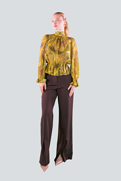 IDYL Beli̇ Büzülü Desenli̇ Bluz