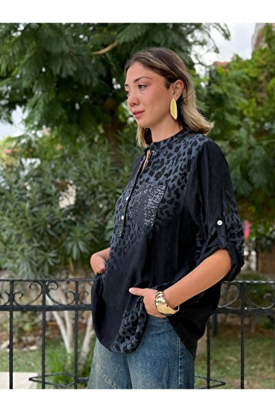 Punta Otantik Nc63107 Italian Cotton Blouse Black