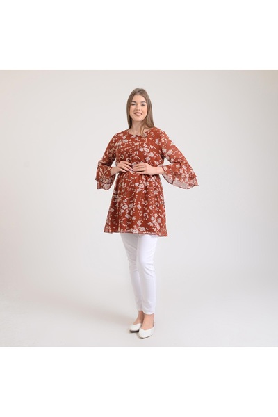 Desen Hamile Giyim Çiçek Desenli Hamile Bluz