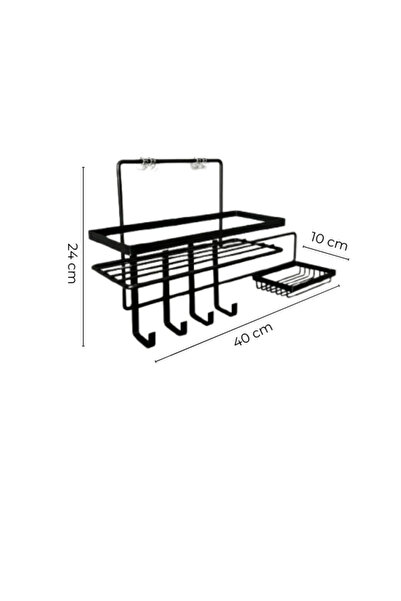 Magic Objects Αυτοκόλλητο οργανωτήρα μπάνιου σε χρώμα κρέμας, θήκη σαμπουάν για ντους με θήκη για σαπουνάκι, ράφι μπάνιου