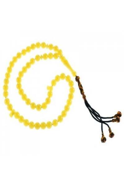 Eagal Round Amber Dust Tasbih - Yellow Beads