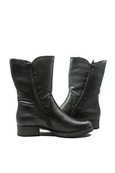 Rieker women's black leather boots with decorative straps and buckles - RIKZ 9571-00