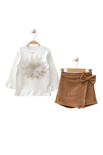 kokosh _ kidss burcu sapmaz Polka dot floral patterned scuba girl shorts skirt set.