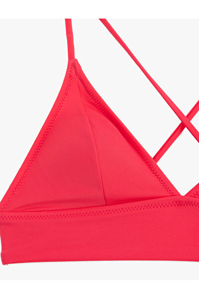 Koton V-Neck Bralet Bikini Top with Cross Tie Detail on the Back