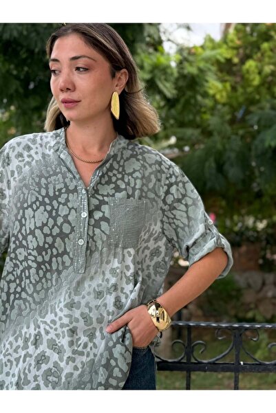 Punta Otantik Nc63107 Italian Cotton Blouse Green