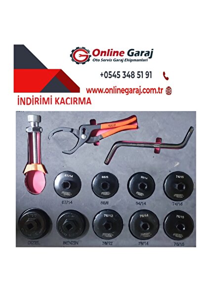 Rico 12 Parça Tas Tipi Yağ Filtre Sökme Anahtar Takımı (Dolu Takım Arabası İçi)