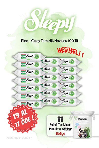 Sleepy Pine 100'lü 19 AL 17 ÖDE Çam Ferahlığı Islak Havlusu ve ROSIE