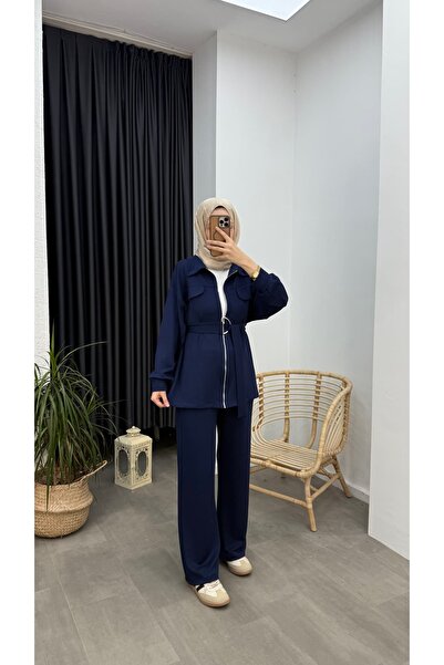 Minharir Women's Comfortable Fit Daily Sports Two-Piece Set with Pocket Detail