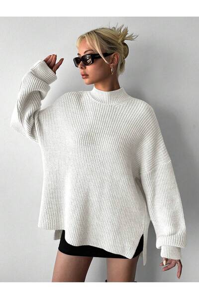 Sea Style Pulover supradimensionat tip tricotaj Half Fisherman