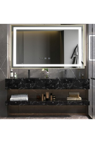 ELİT'S Oglindă LED cu ceas EsnJ21 cu ramă din bronz antichizat