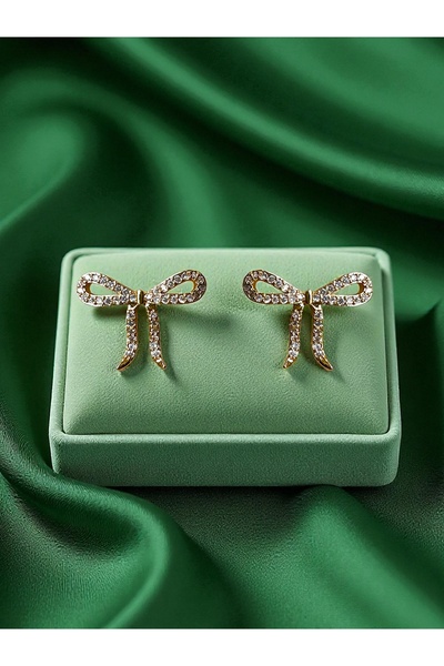 Mira Glam Bow earrings with zirconia stones