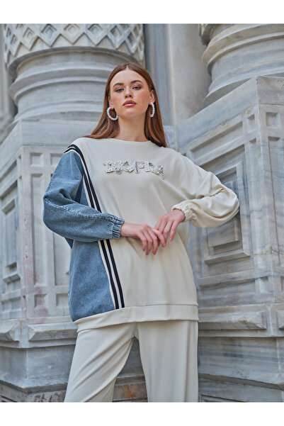 Hatun Atila Hatunatila Modal Fabric and Jeans Garnished Suit - 7843