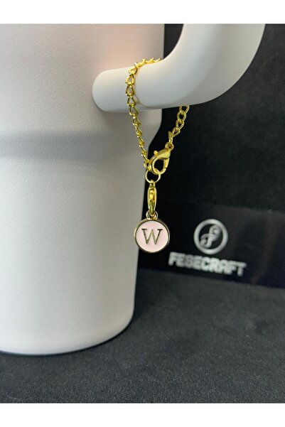 FESECRAFT W Letter Pink Charm Stnly Quencher Compatible Thermos Accessory Bag...