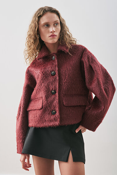 Manuka Boucle Short Coat Burgundy