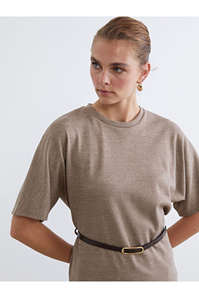 LC Waikiki Lcw Vision Beige Crew Neck Belted Blouse