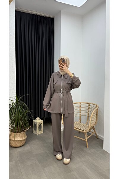 Minharir Women's Comfortable Fit Daily Sports Two-Piece Set with Pocket Detail