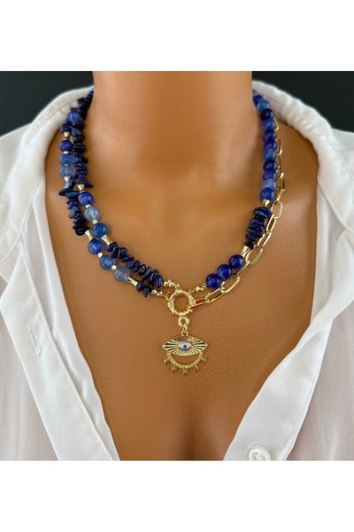 Limi Design Lapis taşı göz aksesuarlı doğaltaş çoklu kolye