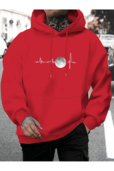 Flow touch Moon Printed Heartbeat Themed Hoodie