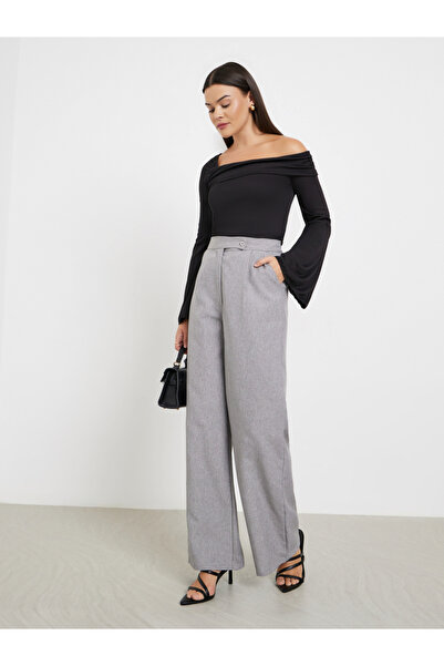 Styli Black Asymmetric Neck Knit Top