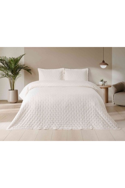 Özdilek (Nev) Bedspread. Ultrasonic Rıtım Cream Double Size