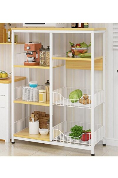 KEKE حامل فرن الميكروويف متعدد الأغراض بأربع طبقات وسلتين، منظم التوابل