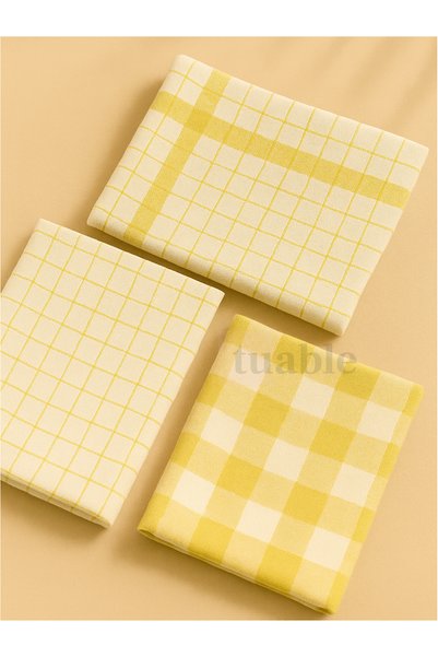 Tuable Monika 3-Piece Yellow Set of Cotton Drying Cloths 45X65 cm – Water Absorbent, Soft, Colorful Kitchen Towels