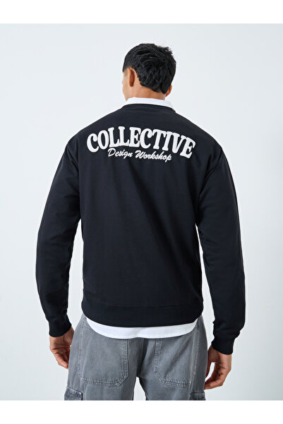 Styli Men Black Relaxed Fit Back Print Sweatshirt